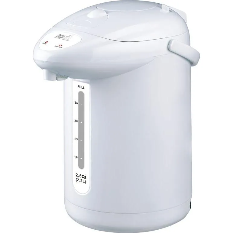 2.2 Liter Electric Kettle Thermo Hot Pot for Instant Boiling Water NEW E-Z Manual Pump White 2.5 Qt
