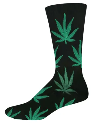 Black and Green Pot Leaf Socks (Men's)