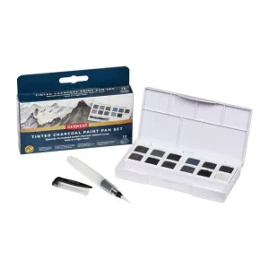 Derwent Tinted Charcoal Watercolour Pan Set 12pc