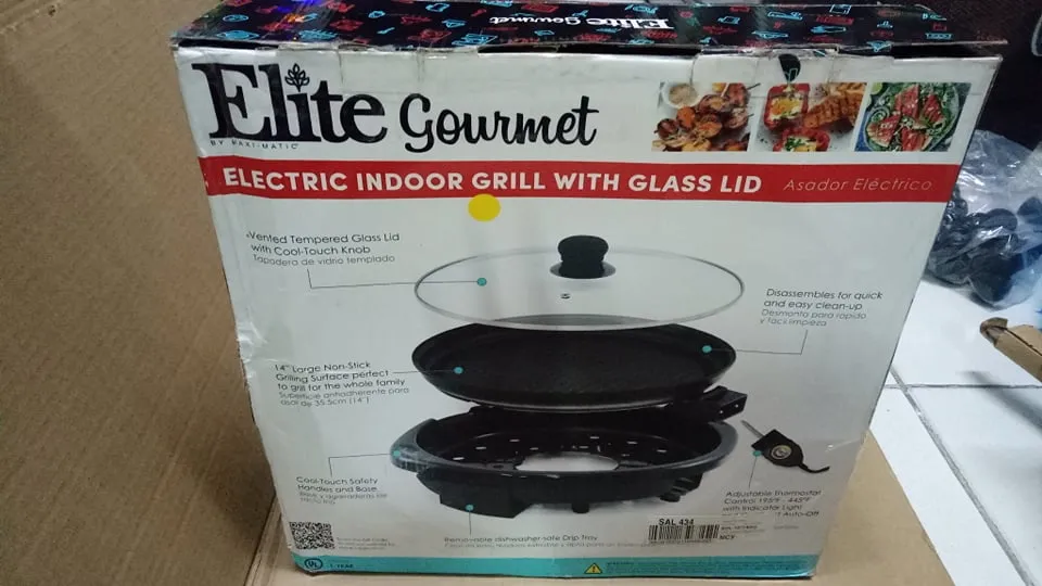Elite Gourmet - Electric Indoor Grill with Glass lid - 120V