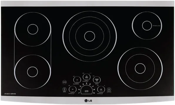 LG Studio LSCE365ST 36 Inch Smoothtop Electric Cooktop with 5 Elements, Steady Heat Elements, Dual & Triple Elements, Bridge Element, SmoothTouch™ Controls, Hot Surface Indicator, and ADA Compliant