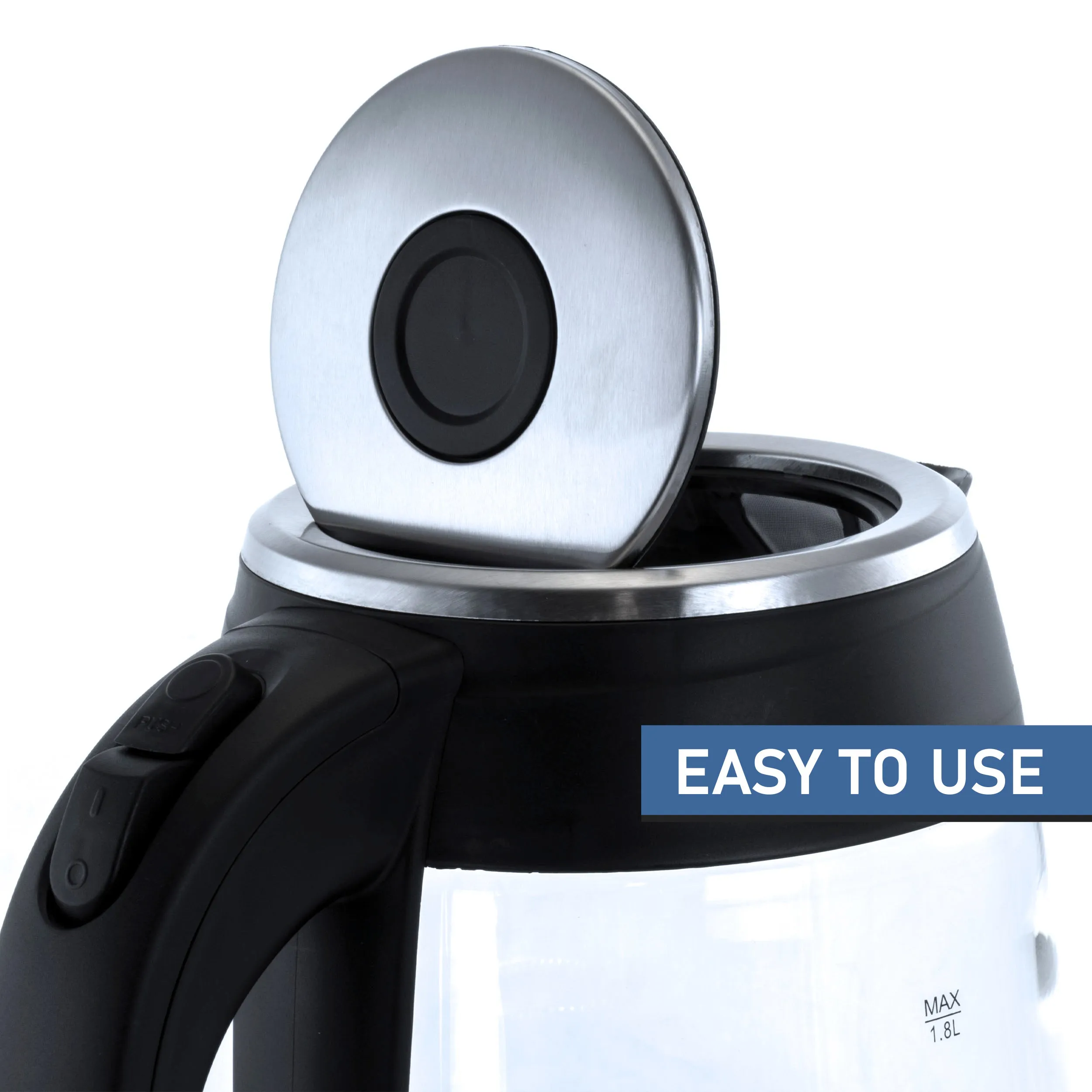 MegaChef 1.8Lt. Glass Body and Stainless Steel Electric Tea Kettle