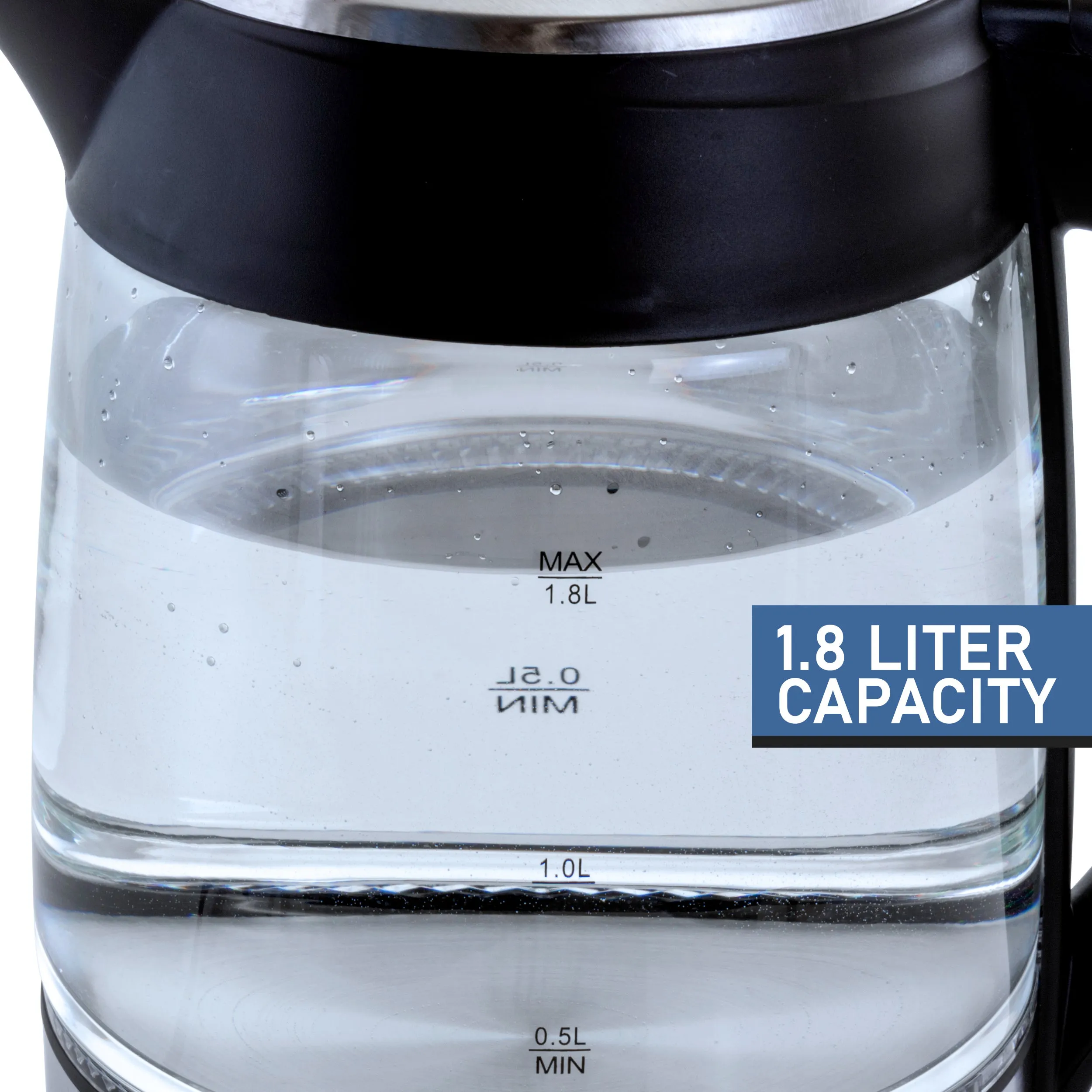 MegaChef 1.8Lt. Glass Body and Stainless Steel Electric Tea Kettle
