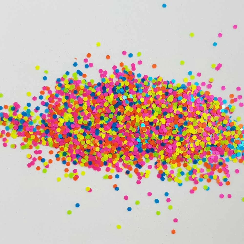 Mixed Chunky Glitter (Neon UV Glitter Mini Hexagons) - Jelly Bean