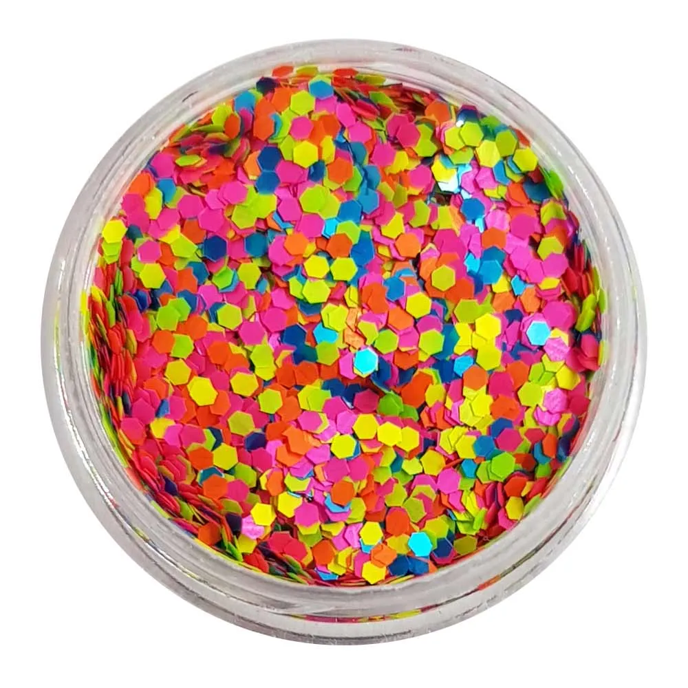 Mixed Chunky Glitter (Neon UV Glitter Mini Hexagons) - Jelly Bean