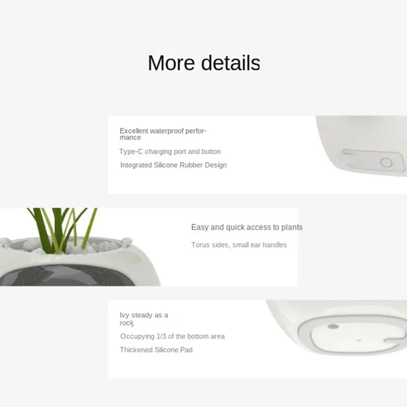 Pet Planter,USB Rechargeable Indoor Small Flower Pot For Indoor Decoration Make Raising Plant Easy And Fun
