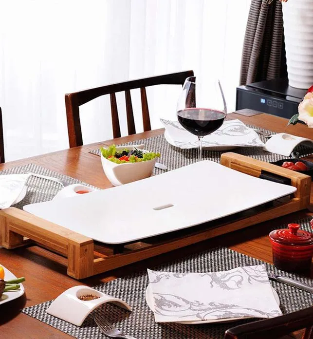 SOGA Electric Ceramic BBQ Grill Non-stick Surface Hot Plate for Indoor & Outdoor White