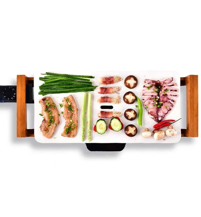 SOGA Electric Ceramic BBQ Grill Non-stick Surface Hot Plate for Indoor & Outdoor White