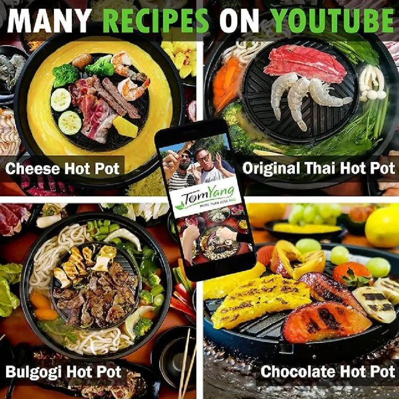 TomYang Hot Pot – The Original Thai Grill & Hot Pot, Electric Thai BBQ Multi Cooker, Swiss Coating, German Design, More than 100 Recipe Videos. Korean food, Hotpot chinese pot, Hot plate, Ramen bowl